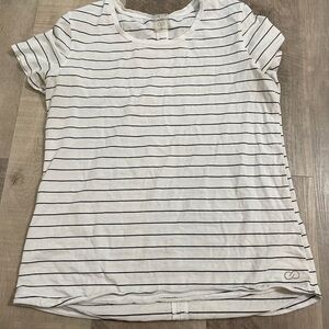 Women’s Calia white and black striped t shirt, small